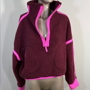 Free People Burgundy and Pink Sweater